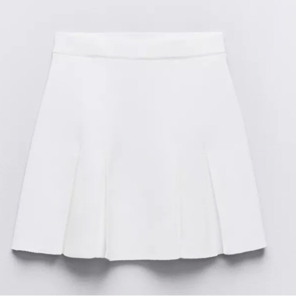 White Box Pleat Mini Skirt